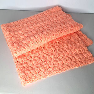 Homemade Baby Blanket Unisex Orange Knitted Crochet Afghan